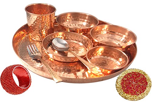 Aakrati India Craft Best Dinnerware Thali-Set aus reinem Kupfer, Durchmesser 30,5 cm von Aakrati