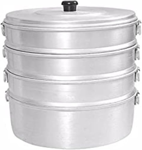 Momo-Dampfgarer aus Aluminium mit 4 Ebenen, perfekt für Knödel, Idlis und gedämpftes Gemüse, langlebiges und kompaktes Kochgeschirr, 20,3 cm von Aakrati
