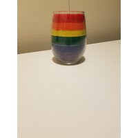Regenbogen Glaskerze von AandACandlesAndCraft
