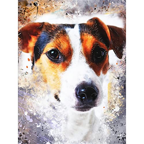 DIY 5D Diamond Painting Kits für Erwachsene Kinder, Round drill Jack Russell Terrier 40x60cm Diamant Malerei Kits Vollbohr Diamanten Stickerei Kreuzstich Art Kunsthandwerk Leinwand Dekor Geschenk von Aanlun