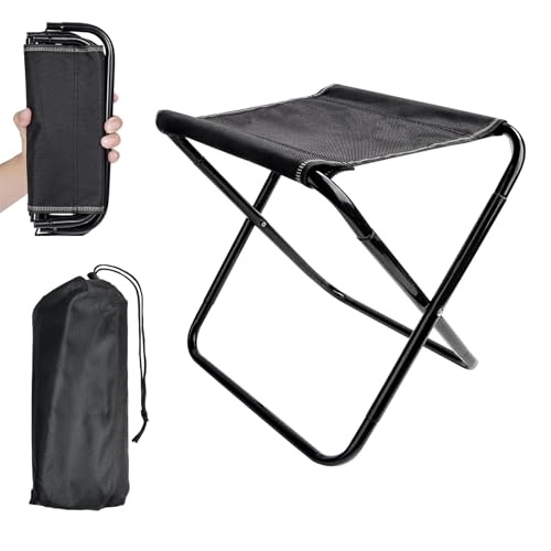Aarcyye Camping Hocker, Tragbarer Klapphocker, Leicht Faltbar Klapphocker, Kleiner Tragbarer klapphocker, Faltbar Gartenhocker für Camping, Angeln, BBQ, Reisen, Gartenarbeit und Strand(Schwarz) von Aarcyye