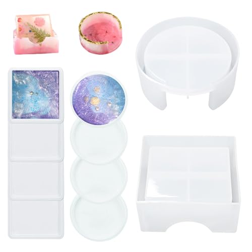 Aarcyye Untersetzer Silikonform Set, 10 Stücke Silikonforms Tablett, Harz Untersetzer Formen,Runde Epoxidharz Formen,Untersetzerformenfür Harzguss, Untersetzer Silikonform Epoxidharz von Aarcyye