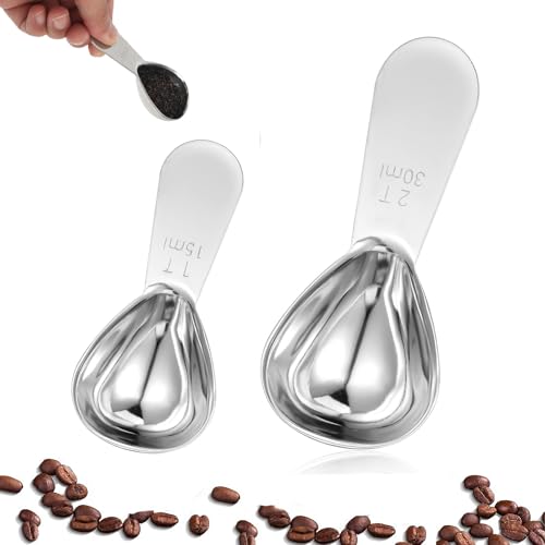 Edelstahl Kaffeelöffel Portionierer, 15ml und 30ml Kaffeelöffel Portionierer Set,2 Stück Kaffeeportionierer Aus Rostfreiem Edelstahl, Wiederverwendbar Kaffeemesslöffel Mit Kurzem Griffen, Für Kaffee von Aarcyye