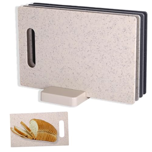 Schneidebrett Kunststoff, Mehrfarbiges Küchenschneidebrett, 4 Stück Rock Appearance Schneidebrett, 28 x 18cm Geeignet für Brot Gemüse und Fleisch, Schneidebrett Set mit Ständer Schneidebrett Kunststoff, Mehrfarbiges Küchenschneidebrett, 4 Stück Rock Appearance Schneidebrett, 28 x 18cm Geeignet für Brot Gemüse und Fleisch, Schneidebrett Set mit Ständer von Aarcyye