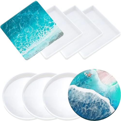 Untersetzer Silikonform Set, Epoxidharz Formen Silikonform Untersetzer, 8 Stücke Harz Untersetzer Formen,Untersetzerformen für Harzguss, Runde Epoxidharz Formen, Resin Harz Untersetzer, für diy von Aarcyye