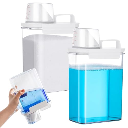 Waschmittel Aufbewahrung, 2 Stück 1800ml Luftdichter Waschmittelspender, Waschpulver Aufbewahrung mit Messbecher, Waschmittelbox Vorratsbehälter, Mehrzweck Waschmittelbox für Waschpulver Waschmittel Aufbewahrung, 2 Stück 1800ml Luftdichter Waschmittelspender, Waschpulver Aufbewahrung mit Messbecher, Waschmittelbox Vorratsbehälter, Mehrzweck Waschmittelbox für Waschpulver von Aarcyye