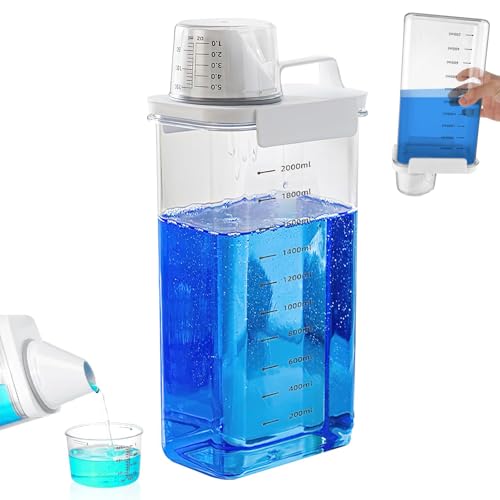 Waschmittel Aufbewahrung, 2300ml Luftdichter Waschmittelspender mit Messbecher, Multifunktionale Waschmittelbox für Weichspüler, Transparente Waschpulver Aufbewahrungsbox, Waschmittel Dosierhilfe von Aarcyye