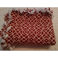Gebundene Fleece Decke-Weiß, Rost Werfen-Weißen Akzent Werfen-Bella Gitter Gebundendecke von AaronsAtticFinds