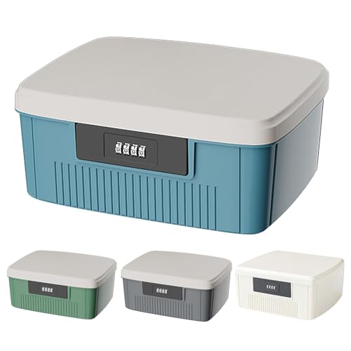 Aartner Abschließbare Box, 25 x 20 x 10cm Abschliessbare Box, ABS Medikamentenbox mit Zahlenschloss, Doppellagig Medizinbox Groß Medizinkoffer Mit Trennwand und Zahlenschloss (Blau) von Aartner