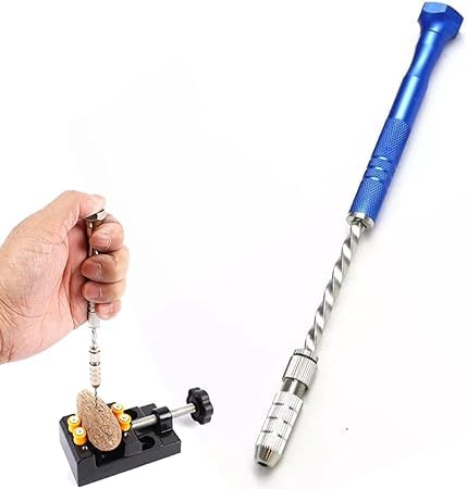 Handbohrer-Bits Set beinhaltet Schraubstock und halbautomatisches Spiraldrehwerkzeug mit 0,5–3 mm Mikro-Spiralbohrer-Bits (1 Handbohrmaschine) von Aasipsuo