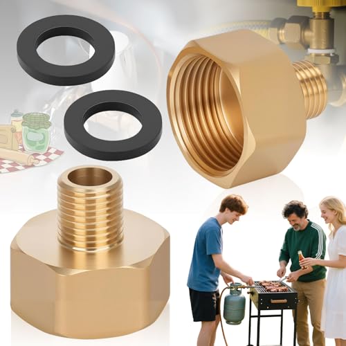 Aatpuss 2 Stück Messing Lpg Gas Adapter, Gas Adapter 3/8 Auf 1/4, Gasherd Armaturen Aus Messing Gasschlauch Anschluss, LPG-Adapter aus für Campingkocher von Aatpuss