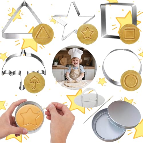 Aatpuss 8 Stück Koreanisches Spiel Ausstechformen, Squid Games Edelstahl-Keksformen-Set Biscuit Moulds, Dalgona Kekse Set, Keksform Regenschirm Dreieck Stene Party Rundes Backblech Zucker Kekse von Aatpuss