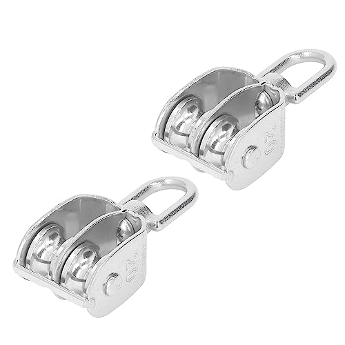 2 Stück U-Typ M20 Doppelrollenblock Edelstahl 75 Kg Traglast Hebe Doppelrolle Rollenblock Rad von Aatraay