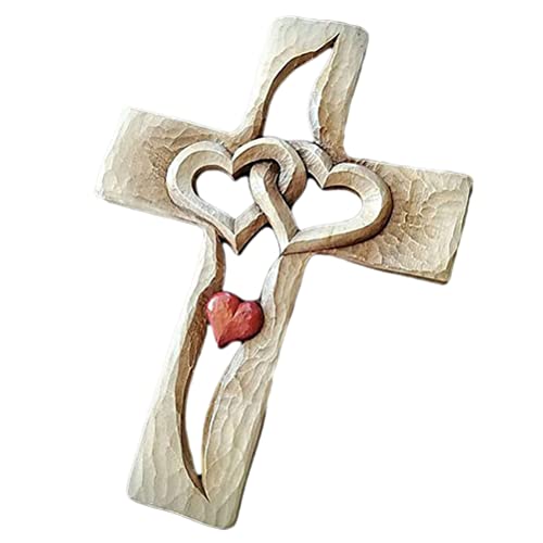 Aatraay Geschnitztes Kreuz, Ineinander Verschlungene Herzen, Liebe, Holzkreuz, Handgeschnitztes Design Zum Aufhängen an der Wand, Zuhause, Wohnzimmer, Dekoration Aatraay Geschnitztes Kreuz, Ineinander Verschlungene Herzen, Liebe, Holzkreuz, Handgeschnitztes Design Zum Aufhängen an der Wand, Zuhause, Wohnzimmer, Dekoration von Aatraay