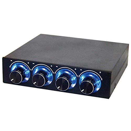 Aatraay Pwm-Lüftersteuerung, PC-Lüftergeschwindigkeitsregler, 17 X 12 X 3, 4-Kanal-Computer-Lüftergeschwindigkeit, Temperaturregler, Wärmereduzierung PC mit Blauer LED von Aatraay