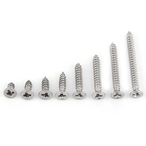 Selbstschneidende Schrauben – 200 Stück M3 Edelstahl Selbstbohrende Schrauben Blattsortiment Kit Selbstschneidende Schrauben Flachrundkopf(Flachkopf-Blechschrauben) von Aatraay