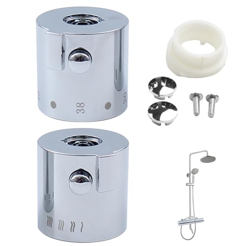 Aayahakawa Duscharmatur, Thermostat-Kontrollgriffe, 1 Paar Thermostat-Duscharmaturknauf, Chrom-Finish, Duschtemperatur-Kontrollgriff für Badezimmer, Waschraum, Küche Aayahakawa Duscharmatur, Thermostat-Kontrollgriffe, 1 Paar Thermostat-Duscharmaturknauf, Chrom-Finish, Duschtemperatur-Kontrollgriff für Badezimmer, Waschraum, Küche von Aayahakawa