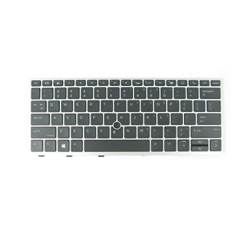 Neue Tastatur kompatibel mit HP Elitebook 730 G5, 735 G5, 830 G5, 836 G5, L15500-001 L07666-001 Silber Rahmen Hintergrundbeleuchtung US von Abakoo