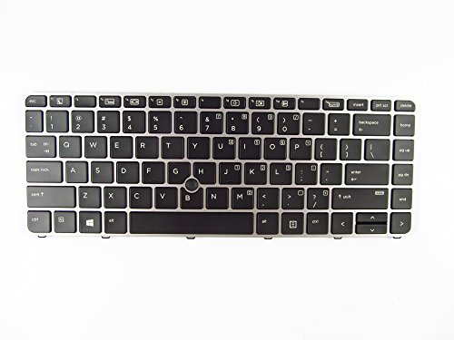 Tastatur für HP EliteBook 745 G3 G4 840 G3 G4 836308-001 821177-001 mit hintergrundbeleuchtetem Zeiger, silberfarbener Rahmen von Abakoo