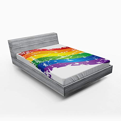 ABAKUHAUS Jahrgang Rainbow Spannbetttuch, Homosexuell Pride Flag, Soft Dekorativer Stoff Bettwäsche Rund-um Elastischer Gummizug, 140 x 200 cm, Mehrfarbig von ABAKUHAUS