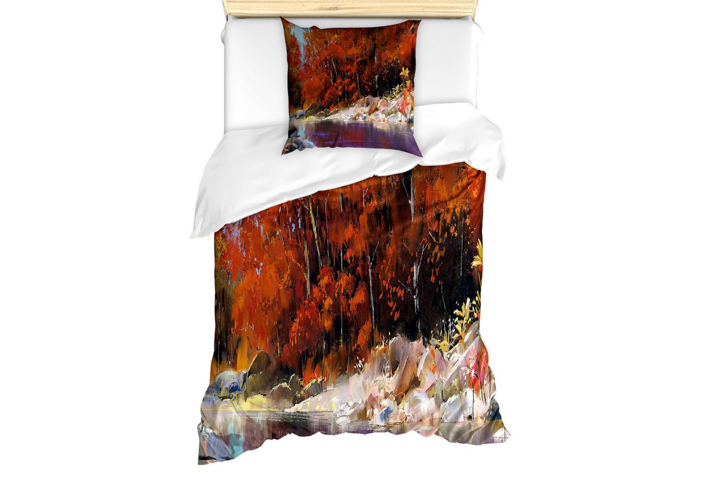 Abakuhaus Bettwäsche Milbensicher Allergiker geeignet mit Kissenbezug, Microfaser, Natur Herbst-Wald mit Felsen Abakuhaus Bettwäsche Milbensicher Allergiker geeignet mit Kissenbezug, Microfaser, Natur Herbst-Wald mit Felsen von Abakuhaus