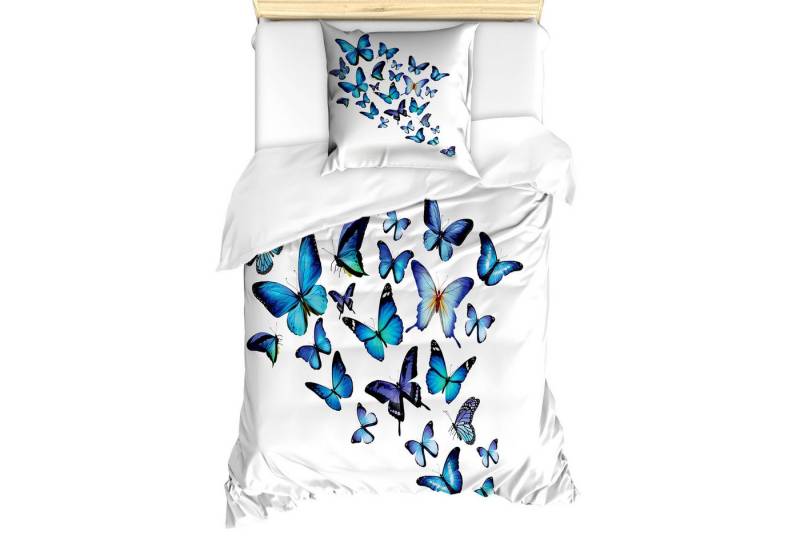 Abakuhaus Bettwäsche Milbensicher Allergiker geeignet mit Kissenbezug, Microfaser, Schmetterling Natur Botanischer Frühling von Abakuhaus