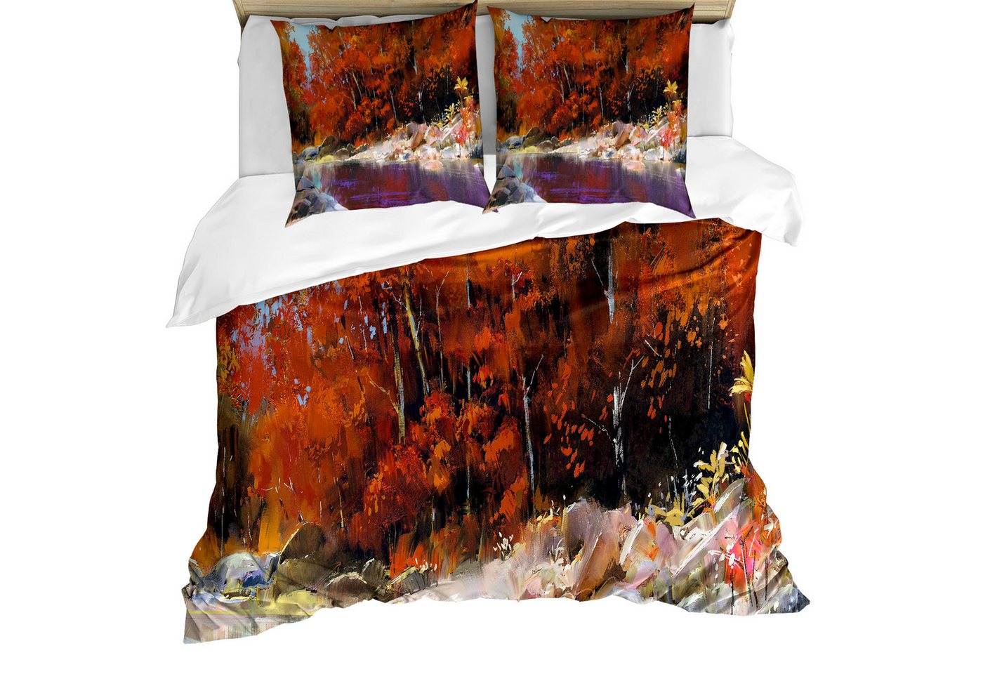 Abakuhaus Bettwäsche Weicher Microfaserstoff Allegigeignet kein Verblassen, Microfaser, Natur Herbst-Wald mit Felsen Abakuhaus Bettwäsche Weicher Microfaserstoff Allegigeignet kein Verblassen, Microfaser, Natur Herbst-Wald mit Felsen von Abakuhaus