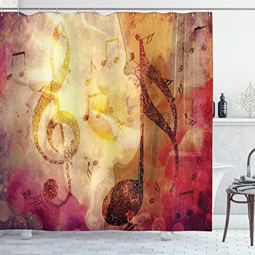 ABAKUHAUS Musik Duschvorhang, Bunte Anmerkungen Zusammensetzung, mit 12 Ringe Set Stielvoll Modern, 175x200 cm, Gelb Rosa ABAKUHAUS Musik Duschvorhang, Bunte Anmerkungen Zusammensetzung, mit 12 Ringe Set Stielvoll Modern, 175x200 cm, Gelb Rosa von ABAKUHAUS