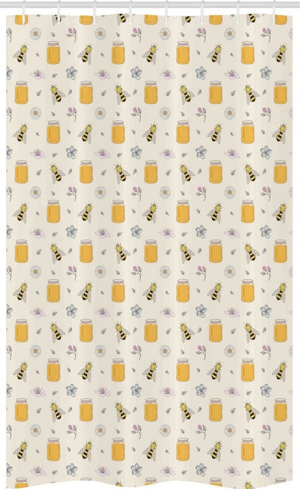 Abakuhaus Duschvorhang Badezimmer Deko Set aus Stoff mit Haken Breite 120 cm, Höhe 180 cm, Biene Honig-Gläser Insekten- und Blumen von Abakuhaus