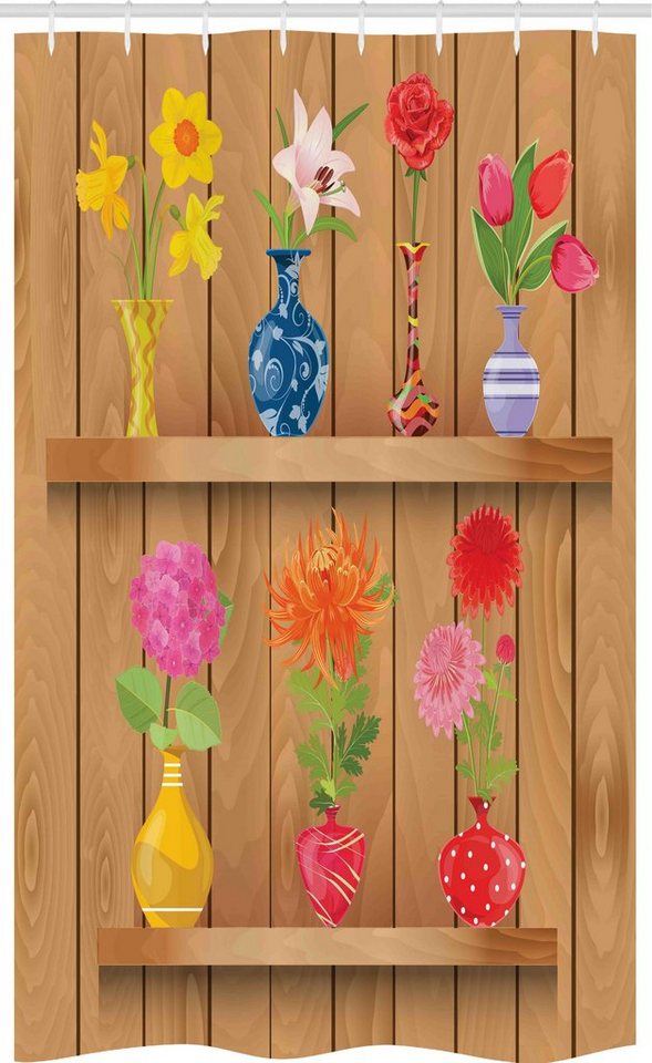 Abakuhaus Duschvorhang Badezimmer Deko Set aus Stoff mit Haken Breite 120 cm, Höhe 180 cm, Blumen Cartoon Blumen in Vase von Abakuhaus