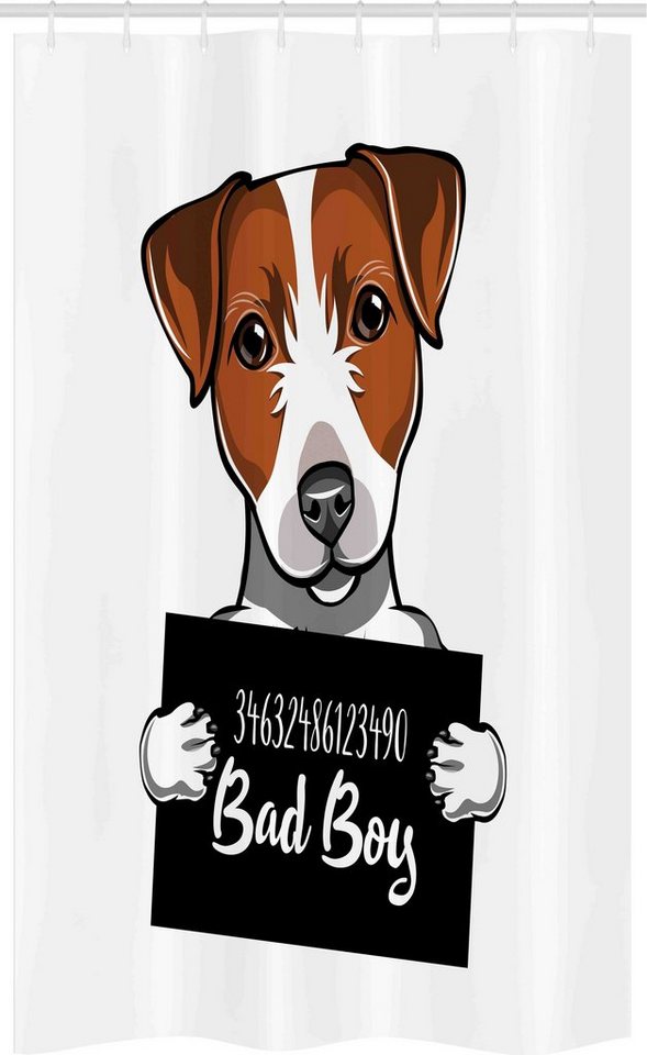 Abakuhaus Duschvorhang Badezimmer Deko Set aus Stoff mit Haken Breite 120 cm, Höhe 180 cm, Jack Russell Hund mit einem Schild von Abakuhaus