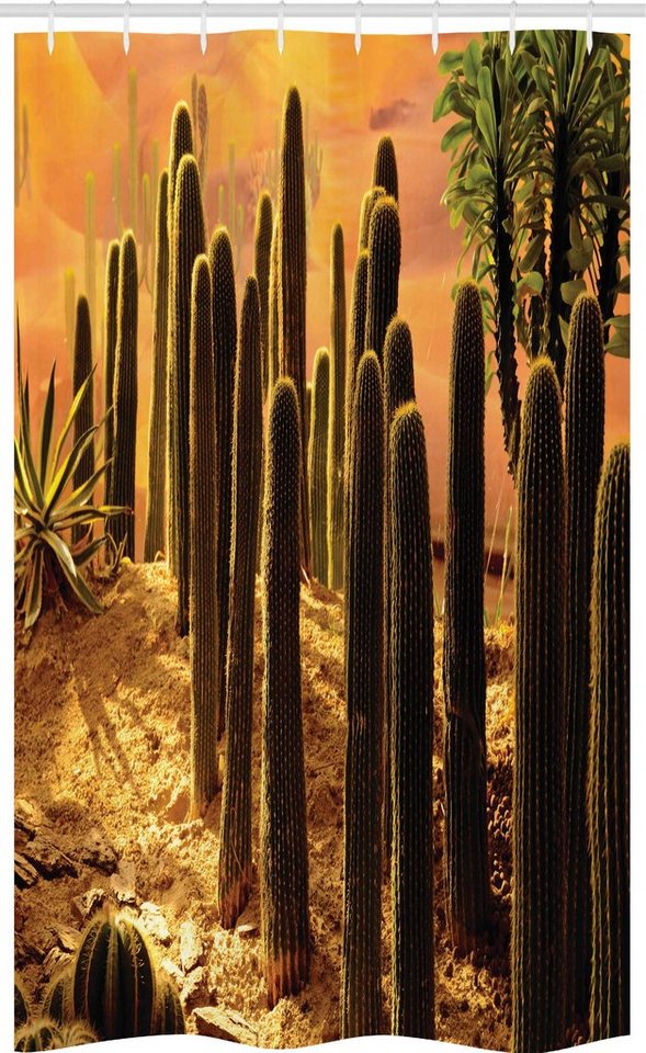 Abakuhaus Duschvorhang Badezimmer Deko Set aus Stoff mit Haken Breite 120 cm, Höhe 180 cm, Kaktus Sonnenuntergang in Wild Wüste von Abakuhaus