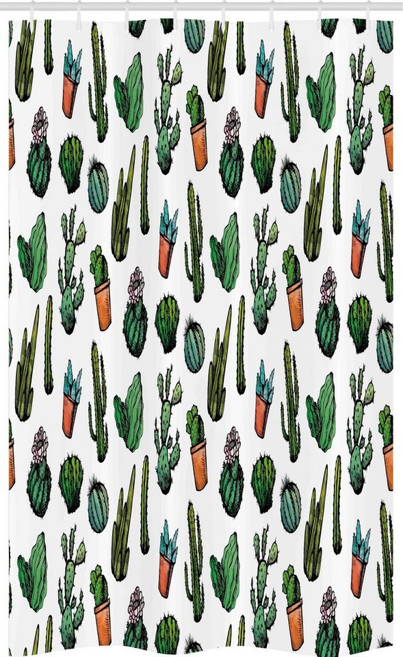 Abakuhaus Duschvorhang Badezimmer Deko Set aus Stoff mit Haken Breite 120 cm, Höhe 180 cm, Kaktus Spiked Cacti Töpfe Kunst von Abakuhaus