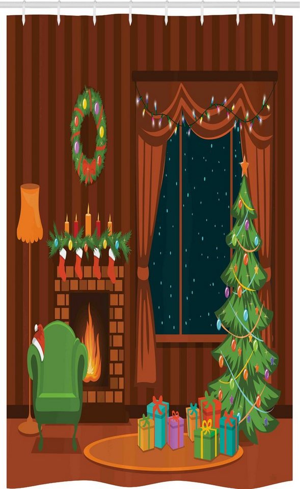 Abakuhaus Duschvorhang Badezimmer Deko Set aus Stoff mit Haken Breite 120 cm, Höhe 180 cm, Kamin Cartoon-Weihnachtszimmer Abakuhaus Duschvorhang Badezimmer Deko Set aus Stoff mit Haken Breite 120 cm, Höhe 180 cm, Kamin Cartoon-Weihnachtszimmer von Abakuhaus
