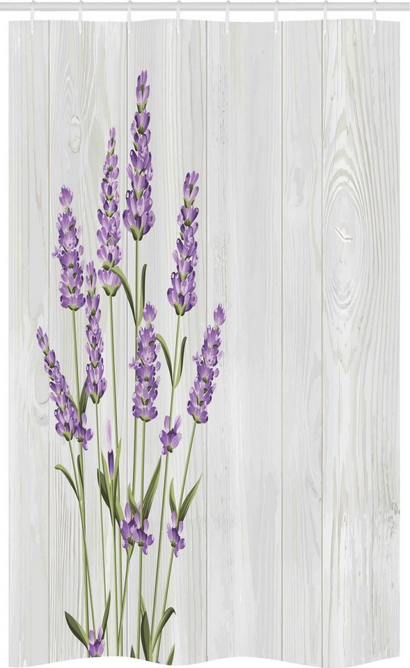 Abakuhaus Duschvorhang Badezimmer Deko Set aus Stoff mit Haken Breite 120 cm, Höhe 180 cm, Lavendel Kräuter-Bouquet auf Holz von Abakuhaus