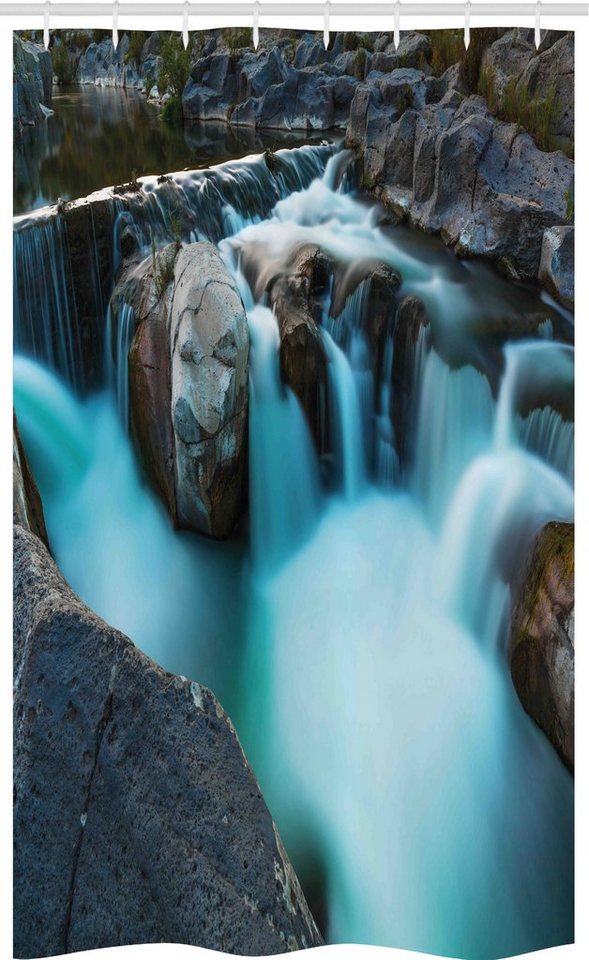 Abakuhaus Duschvorhang Badezimmer Deko Set aus Stoff mit Haken Breite 120 cm, Höhe 180 cm, Natur Wasserfall Basalt Rock von Abakuhaus