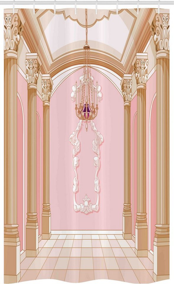 Abakuhaus Duschvorhang Badezimmer Deko Set aus Stoff mit Haken Breite 120 cm, Höhe 180 cm, Rosa Kronleuchter Decken Castle von Abakuhaus