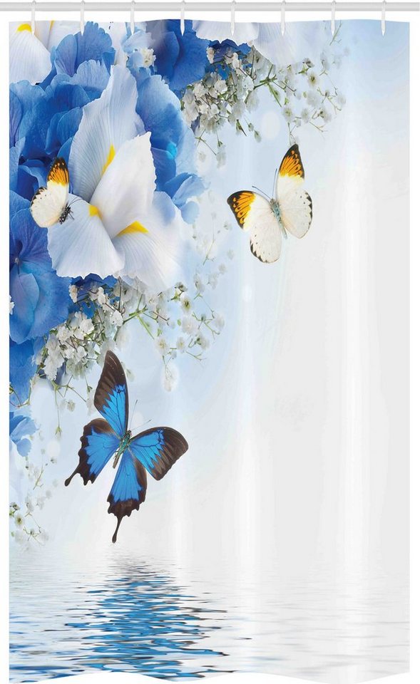 Abakuhaus Duschvorhang Badezimmer Deko Set aus Stoff mit Haken Breite 120 cm, Höhe 180 cm, Schmetterlinge Exotische Blumen Teich von Abakuhaus