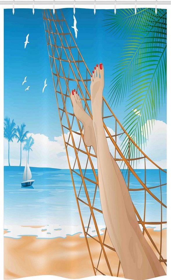 Abakuhaus Duschvorhang Badezimmer Deko Set aus Stoff mit Haken Breite 120 cm, Höhe 180 cm, Tropisch Hawaiian Ocean Hängematte von Abakuhaus