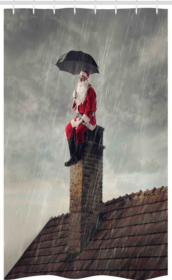 Abakuhaus Duschvorhang Badezimmer Deko Set aus Stoff mit Haken Breite 120 cm, Höhe 180 cm, Weihnachten Sankt auf Kamin in Regen von Abakuhaus