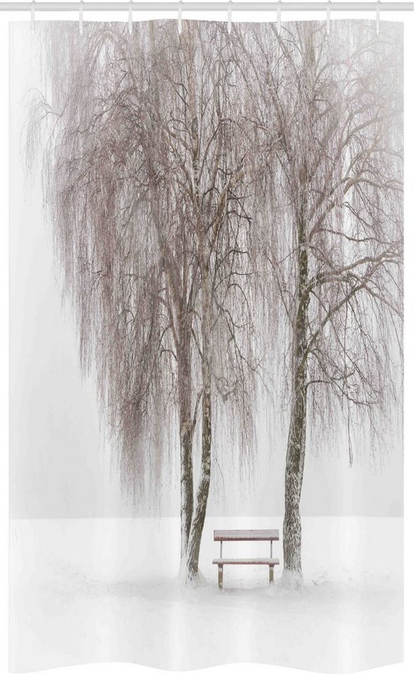 Abakuhaus Duschvorhang Badezimmer Deko Set aus Stoff mit Haken Breite 120 cm, Höhe 180 cm, Winter Snowy Bank im Park von Abakuhaus