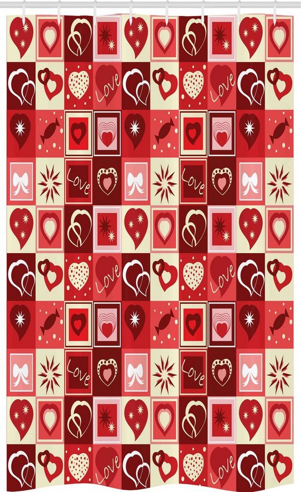Abakuhaus Duschvorhang Badezimmer Deko Set aus Stoff mit Haken Breite 120 cm, Höhe 180 cm, rot Valentines Day Theme Herzen von Abakuhaus