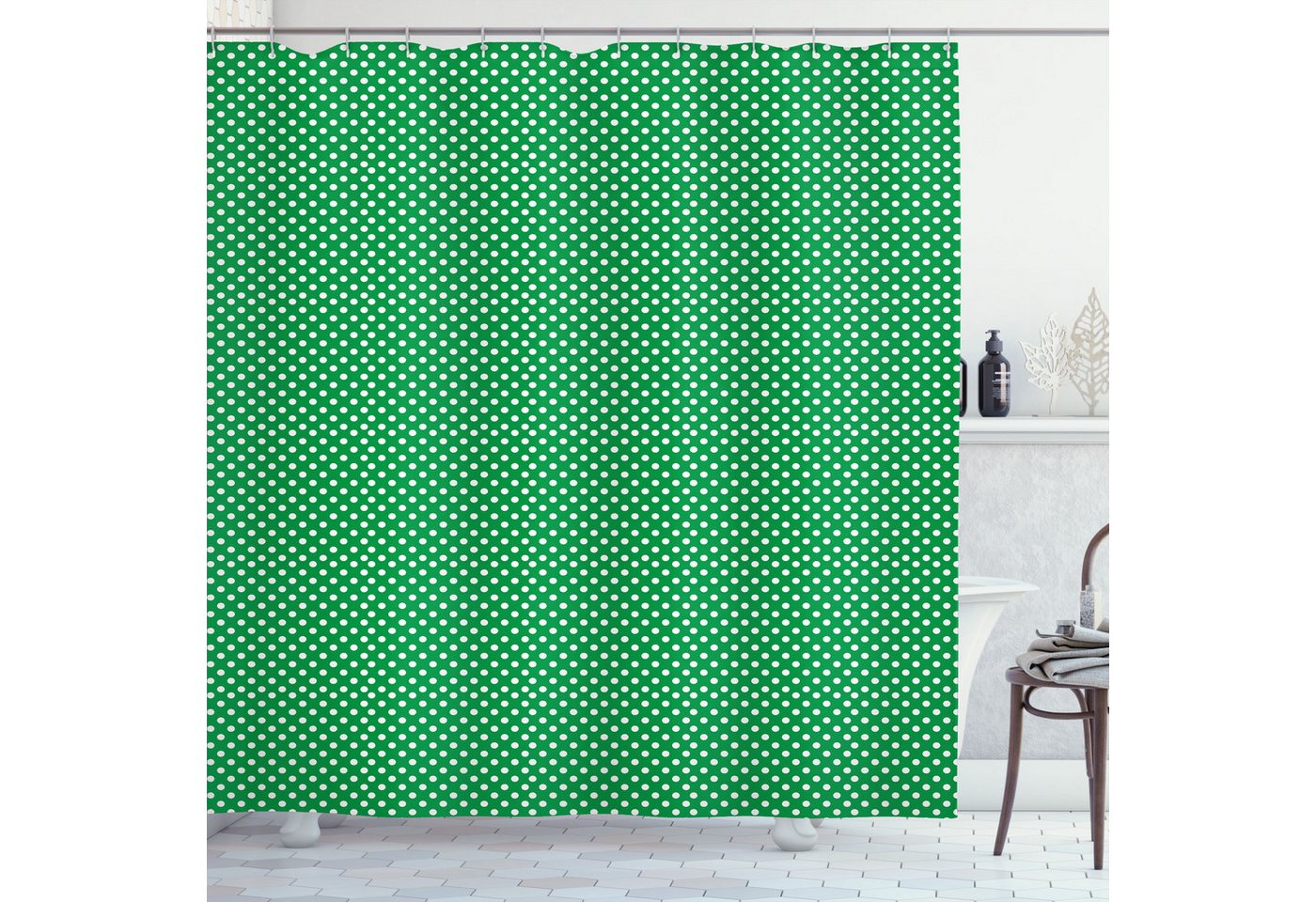 Abakuhaus Duschvorhang Moderner Digitaldruck mit 12 Haken auf Stoff Wasser Resistent Breite 175 cm, Höhe 180 cm, Abstract Green Punktmuster von Abakuhaus