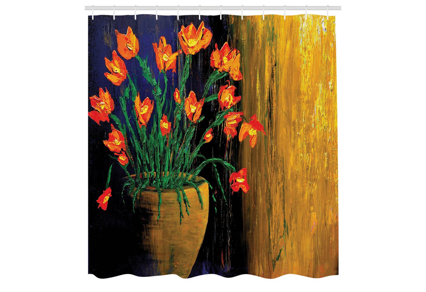 Abakuhaus Duschvorhang Moderner Digitaldruck mit 12 Haken auf Stoff Wasser Resistent Breite 175 cm, Höhe 180 cm, Blume Botanischer Vase Illustration von Abakuhaus