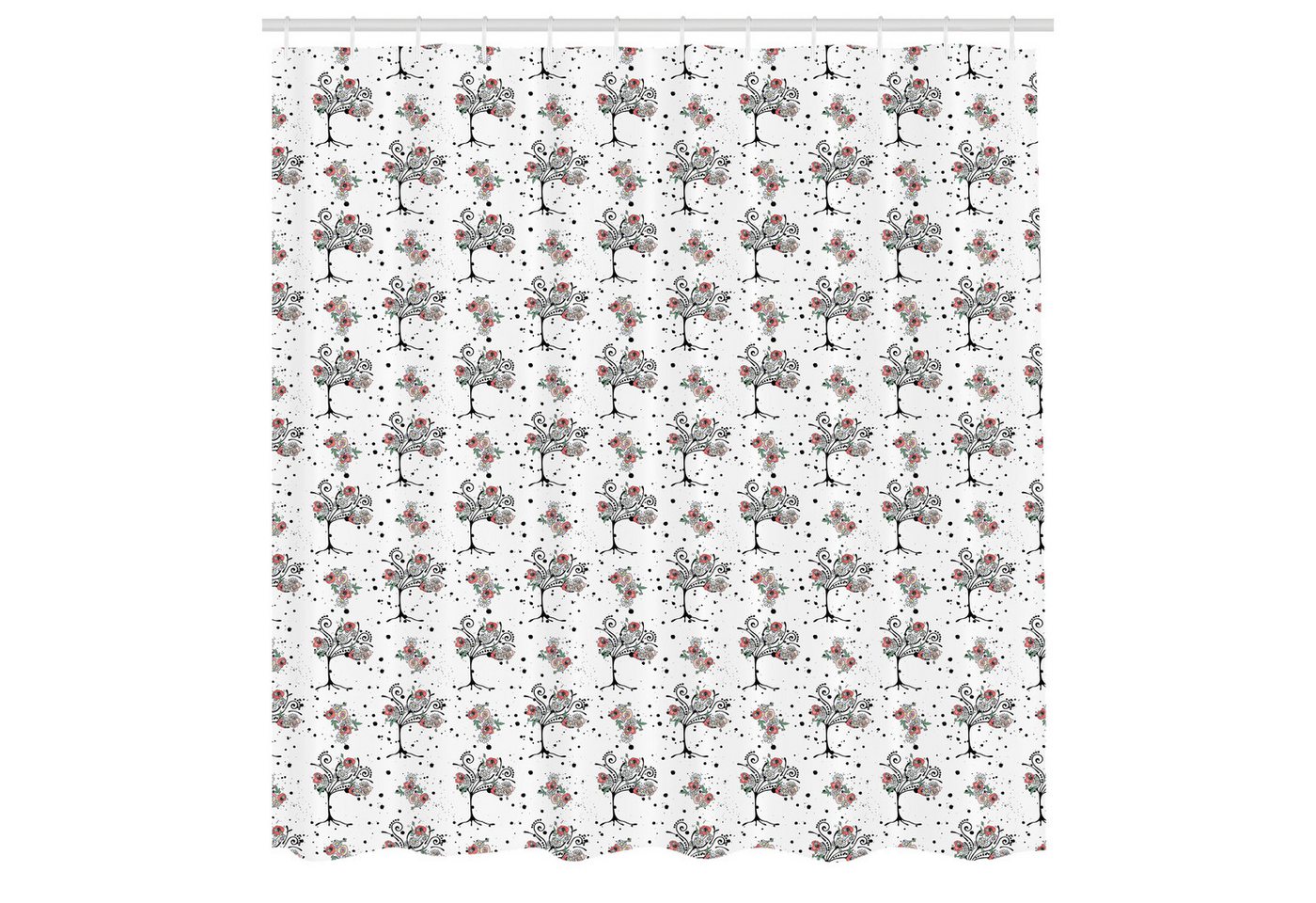 Abakuhaus Duschvorhang Moderner Digitaldruck mit 12 Haken auf Stoff Wasser Resistent Breite 175 cm, Höhe 180 cm, Blumen Blumen auf Branchen Spots von Abakuhaus