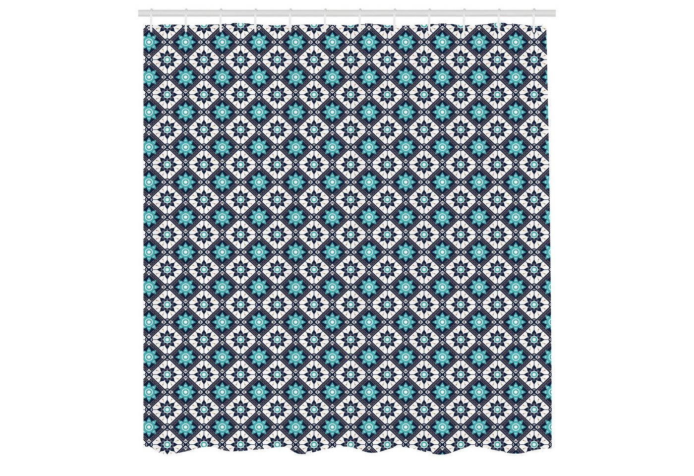 Abakuhaus Duschvorhang Moderner Digitaldruck mit 12 Haken auf Stoff Wasser Resistent Breite 175 cm, Höhe 180 cm, Boho Folkloric Marokko Tile Inspire von Abakuhaus