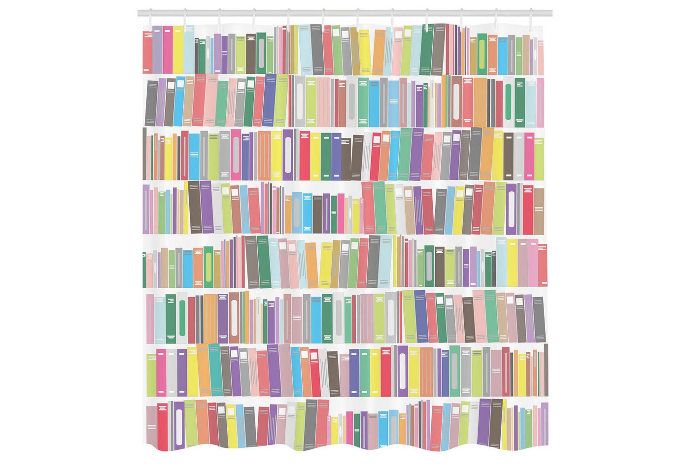 Abakuhaus Duschvorhang Moderner Digitaldruck mit 12 Haken auf Stoff Wasser Resistent Breite 175 cm, Höhe 180 cm, Bücherregal Bunte Cartoon-Bibliothek Abakuhaus Duschvorhang Moderner Digitaldruck mit 12 Haken auf Stoff Wasser Resistent Breite 175 cm, Höhe 180 cm, Bücherregal Bunte Cartoon-Bibliothek von Abakuhaus