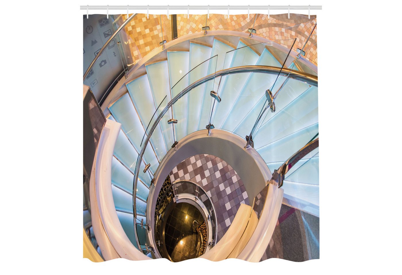 Abakuhaus Duschvorhang Moderner Digitaldruck mit 12 Haken auf Stoff Wasser Resistent Breite 175 cm, Höhe 180 cm, Die Architektur Treppe Städtische Treppen Abakuhaus Duschvorhang Moderner Digitaldruck mit 12 Haken auf Stoff Wasser Resistent Breite 175 cm, Höhe 180 cm, Die Architektur Treppe Städtische Treppen von Abakuhaus