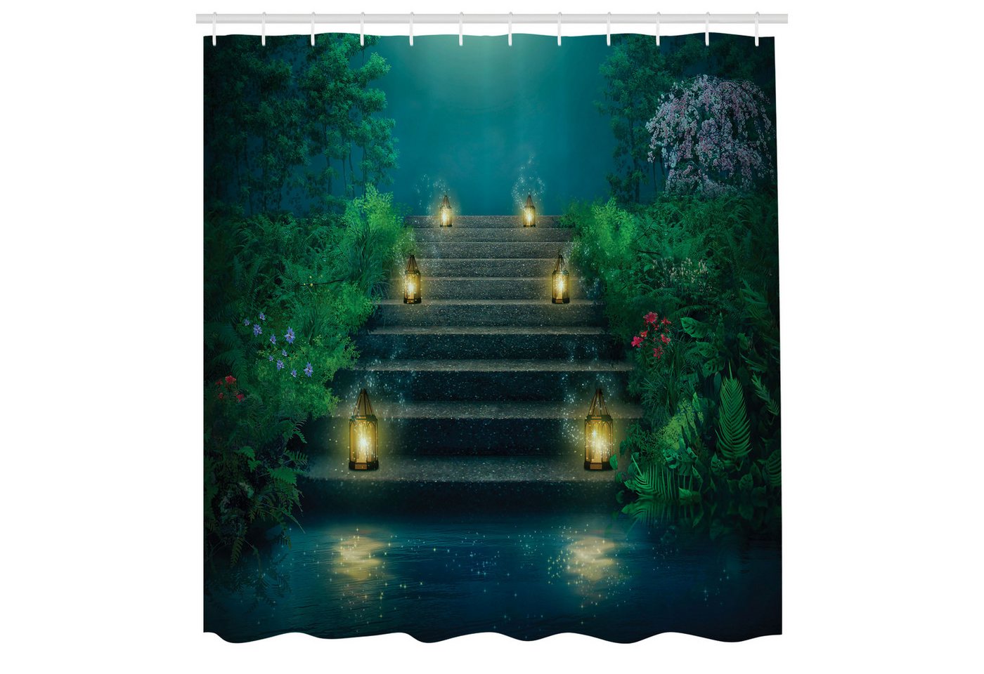Abakuhaus Duschvorhang Moderner Digitaldruck mit 12 Haken auf Stoff Wasser Resistent Breite 175 cm, Höhe 180 cm, Garten Treppen mit Magic Lanterns Abakuhaus Duschvorhang Moderner Digitaldruck mit 12 Haken auf Stoff Wasser Resistent Breite 175 cm, Höhe 180 cm, Garten Treppen mit Magic Lanterns von Abakuhaus