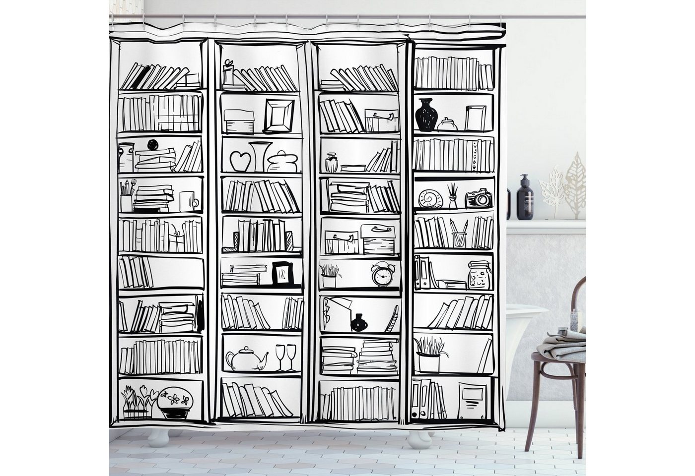 Abakuhaus Duschvorhang Moderner Digitaldruck mit 12 Haken auf Stoff Wasser Resistent Breite 175 cm, Höhe 180 cm, Hobby Bücherregal Wohnaccessoires Abakuhaus Duschvorhang Moderner Digitaldruck mit 12 Haken auf Stoff Wasser Resistent Breite 175 cm, Höhe 180 cm, Hobby Bücherregal Wohnaccessoires von Abakuhaus